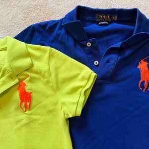 Ralph Lauren women’s skinny big  Polo Shirts - Navy and Lime sz XL